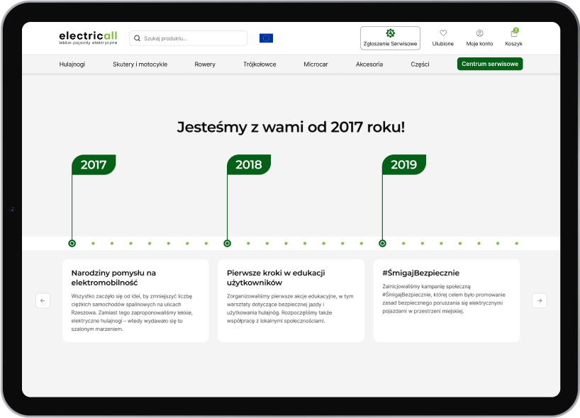 Widok mobilny strony Electricall