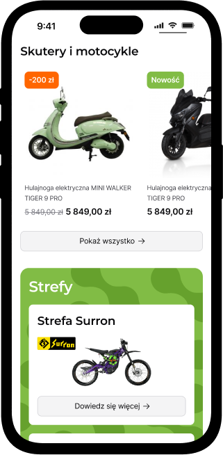 Widok kategorii w aplikacji mobilnej