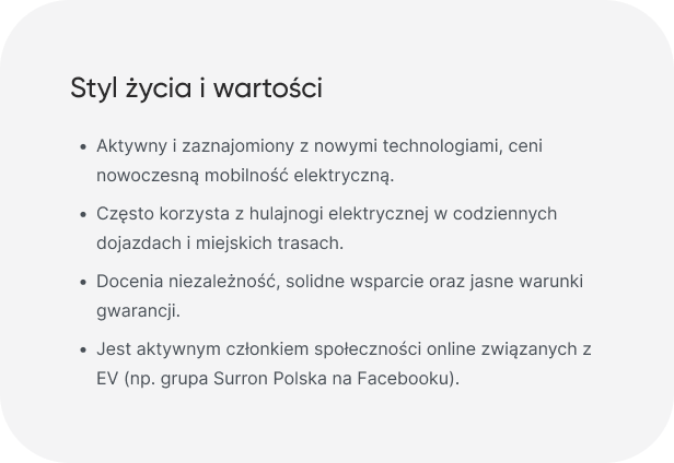 Styl życia i wartości użytkownika