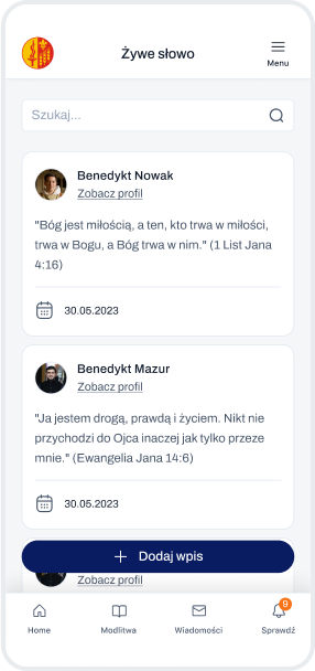 Funkcja Żywe Słowo w aplikacji